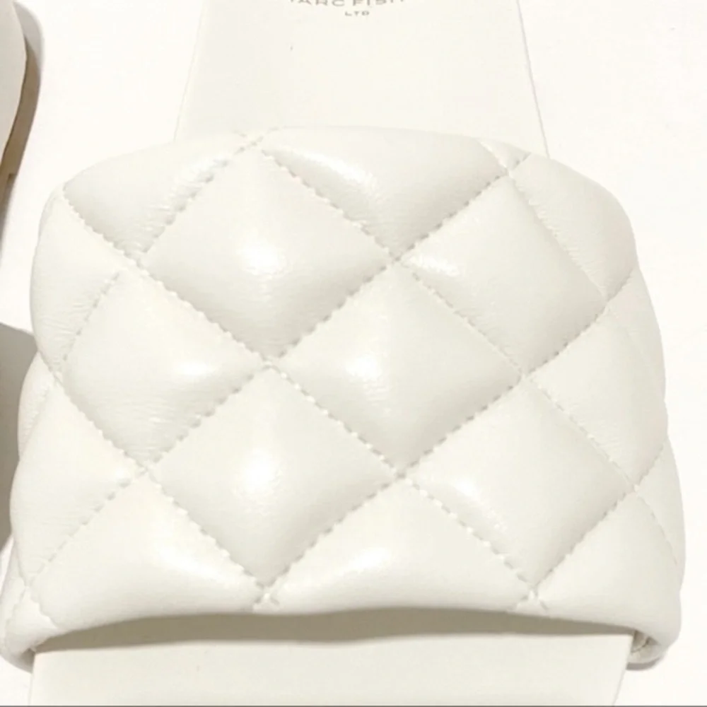 Marc Fisher Ivory Imenal Slip On Leather Sandals NWT